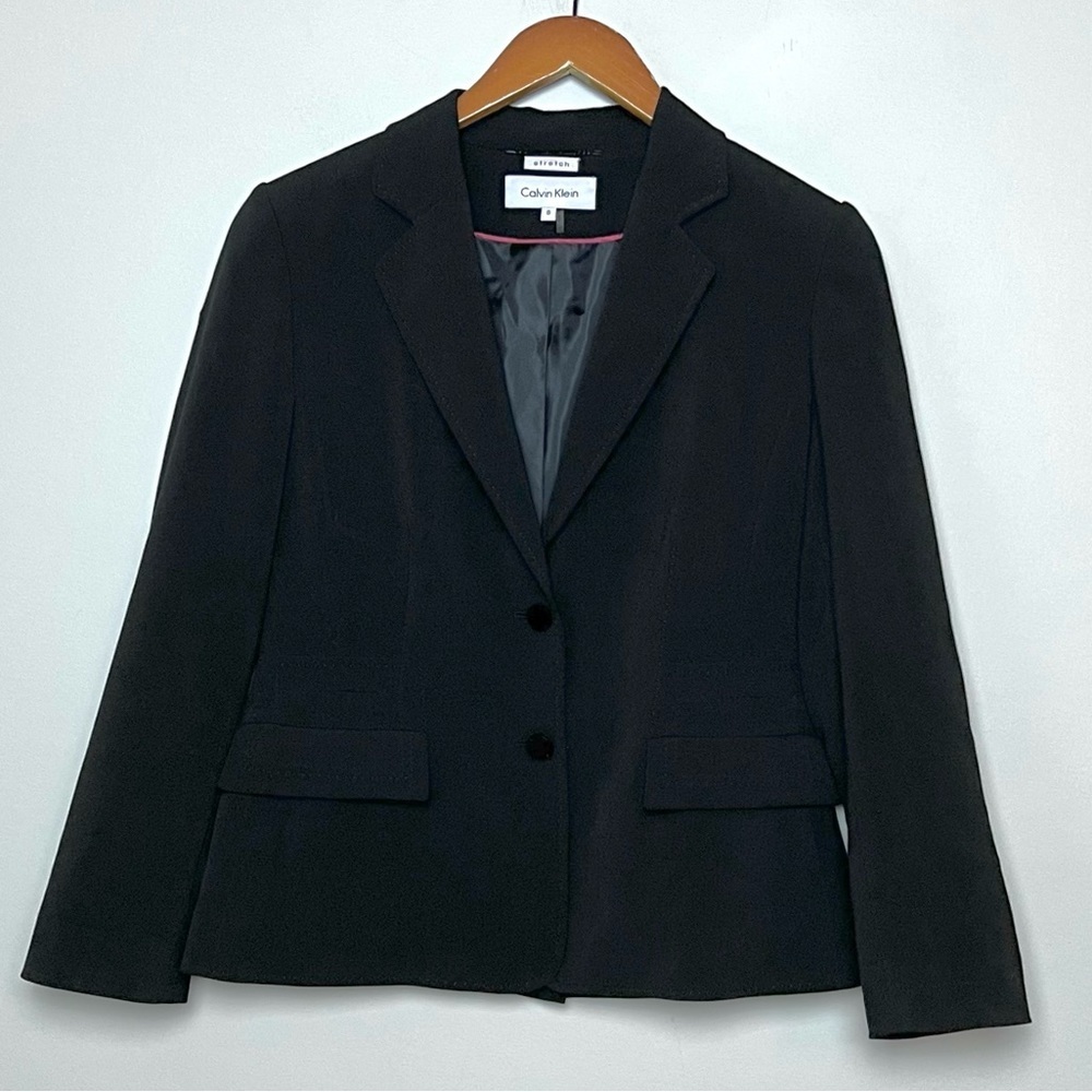 Calvin Klein Black 2 Button Blazer Jacket Sz 8